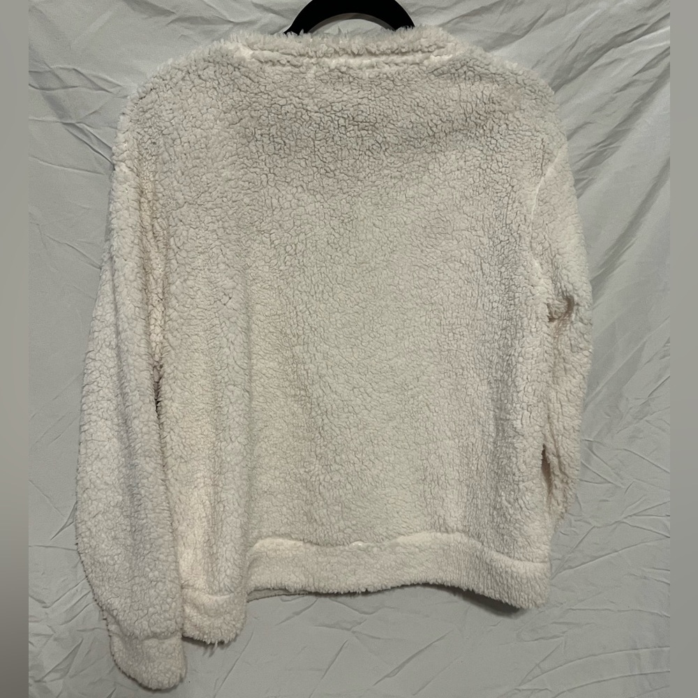 Sz XL Cream Sherpa Christmas Holiday Glitter Candy Canes - Picture 3 of 6